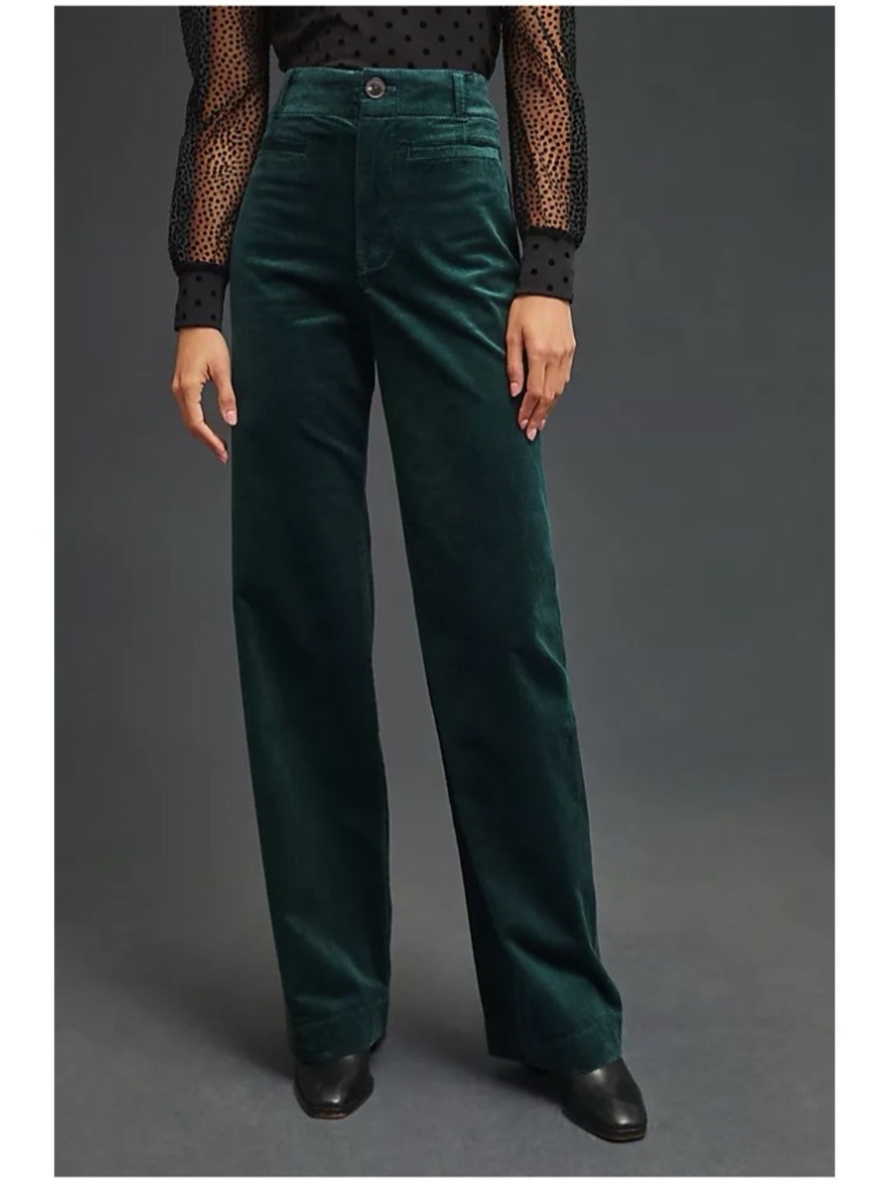Anthropologie Maeve Sz 28 Green Collette Wide Leg Pants Corduroy High Rise